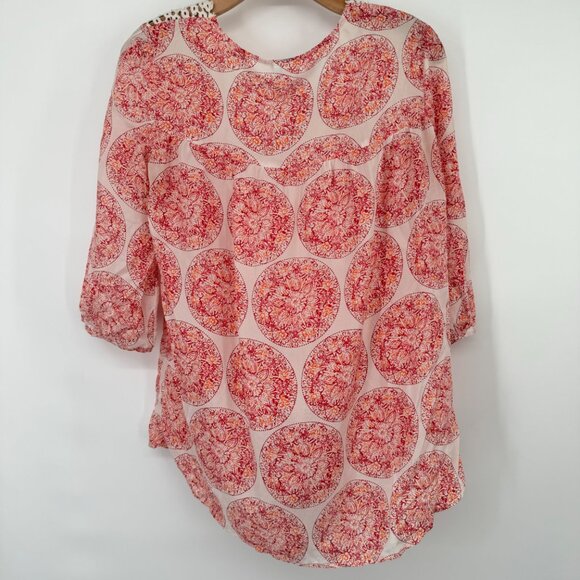 Calypso St. Barth For Target 100% Silk Pink pattern  Blouse  tunic size Medium - Picture 10 of 10